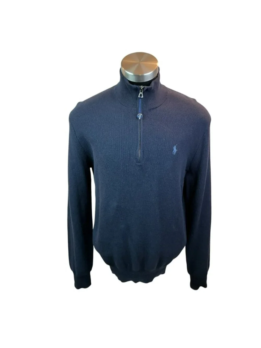 Polo Ralph Lauren Mens Large Navy Pima Cotton Half-Zip Sweater